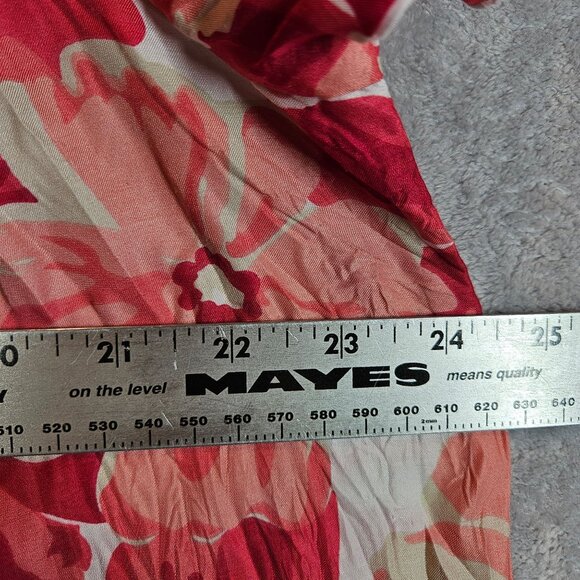 Croft & Barrow Floral Red Pink Peasant Blouse drawstring Womens L Feminine - Picture 6 of 11